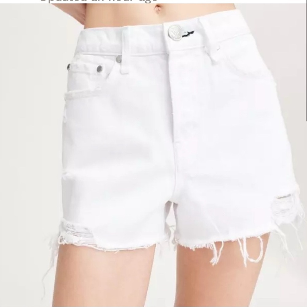 RAG & BONE Rosa Mid Rise Cotton Denim Short in Bright White SZ 24 Raw Hem
